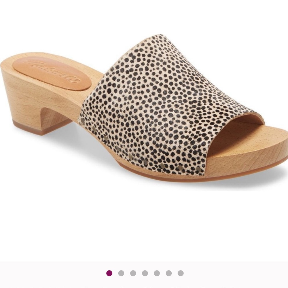 NWOT MADEWELL The Evelyn Clog Slide Sandal in Dried Flax Print Calf Hair Size 7
